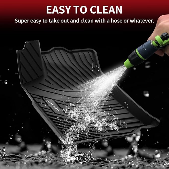 LASFIT Front Mats Fit for Tacoma 2016-2023 (Only Fit Auto Tran), Custom Fit All Weather Protection Durable TPE Floor Liners for 2024 2025 2026 Tacoma Accessories Front Row Car Mats, Black