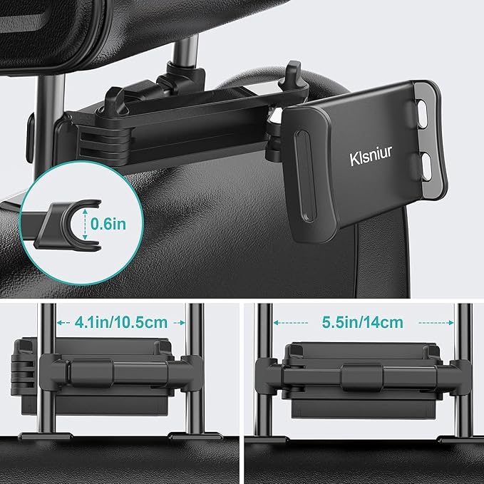 Car Headrest Mount, Tablet Headrest Holder, Car Backseat Seat Mount Holder Universal 360° Rotating Adjustable for 6"-10.5" Tablet iPad iPad Air iPad mini,Samsung Galaxy