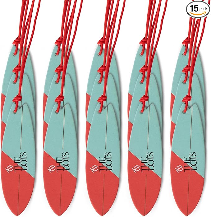 THEDOTS 15 Pack Frosted Ebony Surfboard Hanging Car Air Fresheners, Detachable Message Cards with Surfing Art, Long-lasting Scent for Car & Home