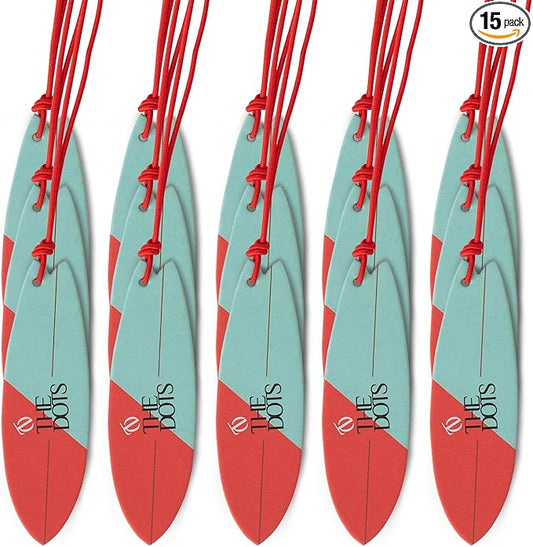 THEDOTS 15 Pack Frosted Ebony Surfboard Hanging Car Air Fresheners, Detachable Message Cards with Surfing Art, Long-lasting Scent for Car & Home