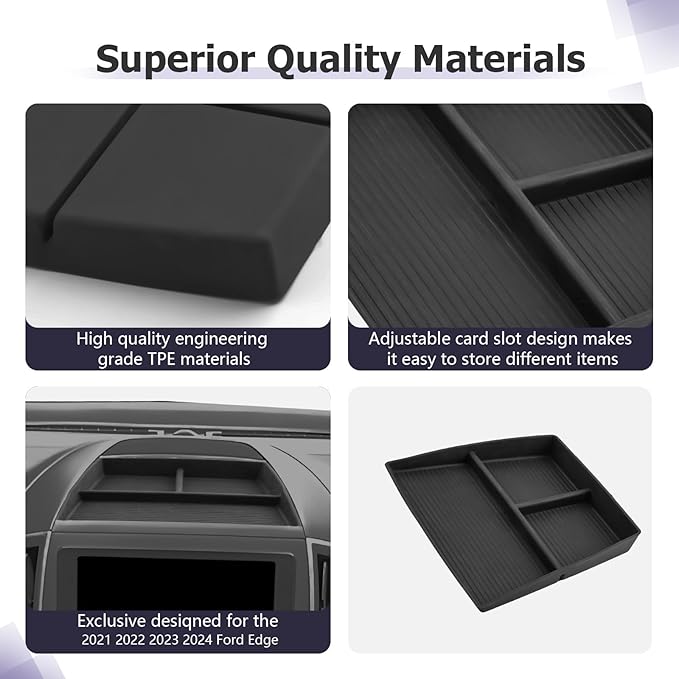 LUWU for 2024 Edge Dashboard Storage Tray - 2021 2022 2023 2024 Ford Edge 12-inch Behind Screen Organizer Center Console Display Box Dash Tray Edge 2024 Accessories (Only for 12" Screen)