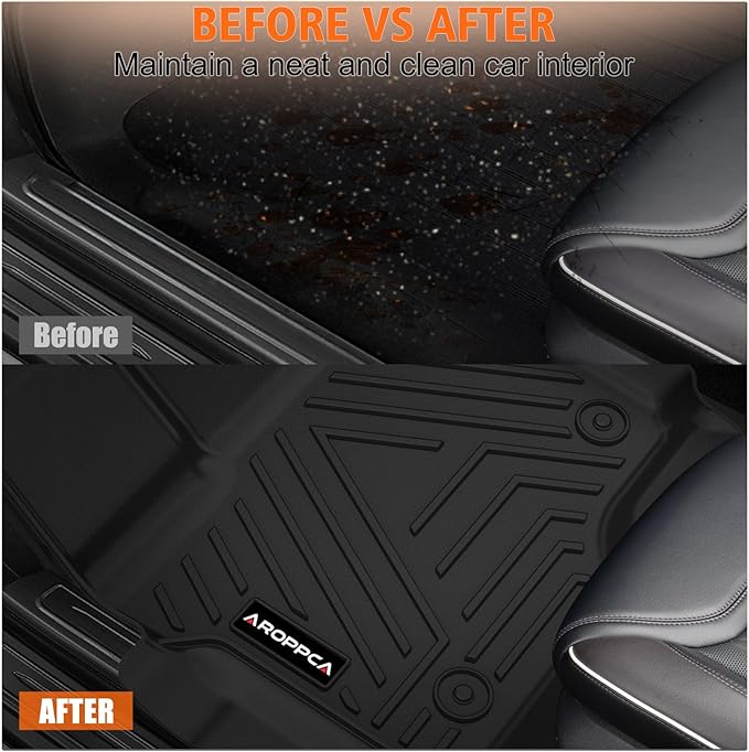 All Weather Car Floor Mats for Ford F150/F-150 2015-2025 SuperCrew Cab (Includes 22-24 Lightning Models), TPE Rubber Floor Liners Anti-Slip Full Set Automotive Mats for 2025 Ford F-150 Accessories