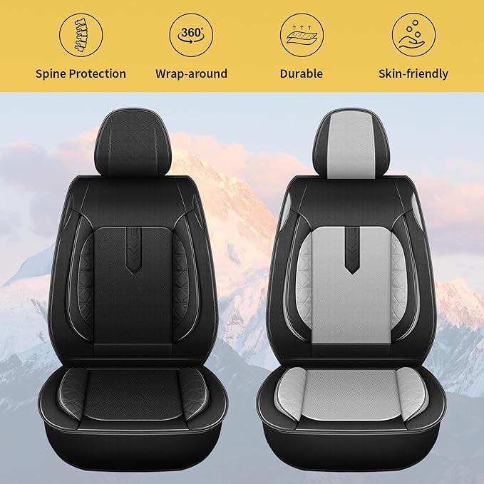 AOMSAZTO Car Seat Covers Full Set Fit for Chevrolet Traverse 2018-2025 Leather Car Seat Cover Seat Protector Waterproof Compatible Airbag(5 Seat Covers Black)