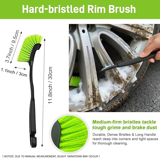 7PCS Car Wheel Brush Kit – XINDELL Rim & Tire Cleaning Brush Set, Scratch-Free Wheel Cleaning Kit for Cars, Rims & Tires – Auto Detailing Brush Set with Soft/Hard Bristles