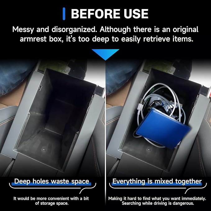 SXCY 2PCS for 2025 Chevy Equinox [Gas] Center Console Organizer for Chevrolet Equinox [Gas] Accessories 2025 Equinox Console Tray for 2025 Equinox Console Organizer(Double-Deck Design)