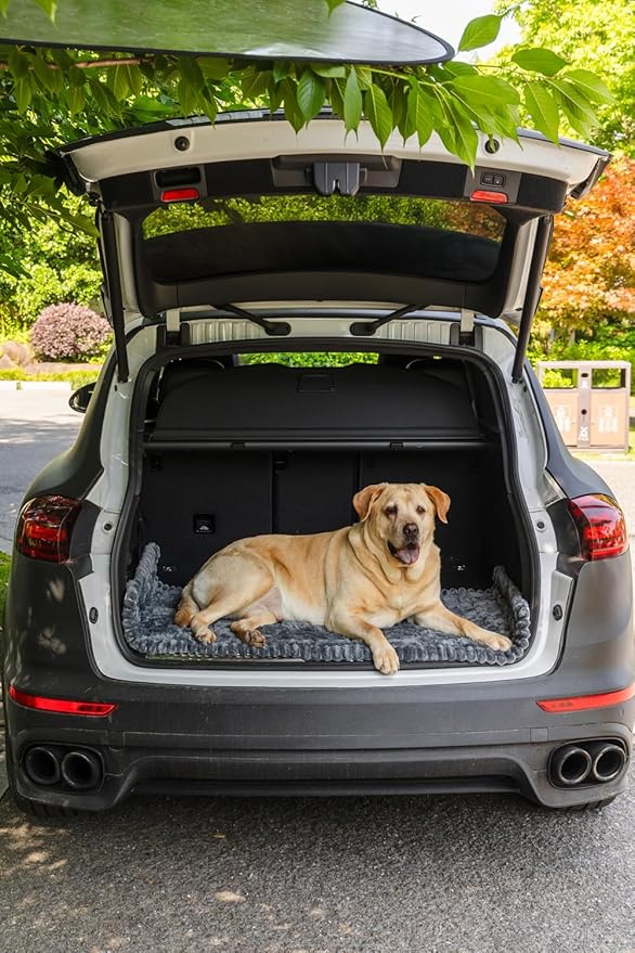 Non-Slip Dog Bed Mat for Car, Fuzzy Backseat Pet Mat, Travel Pet-Friendly Seat Cover for Cars, Compatible with Backseat Extenders and Seat Protectors 24.8x54 inch