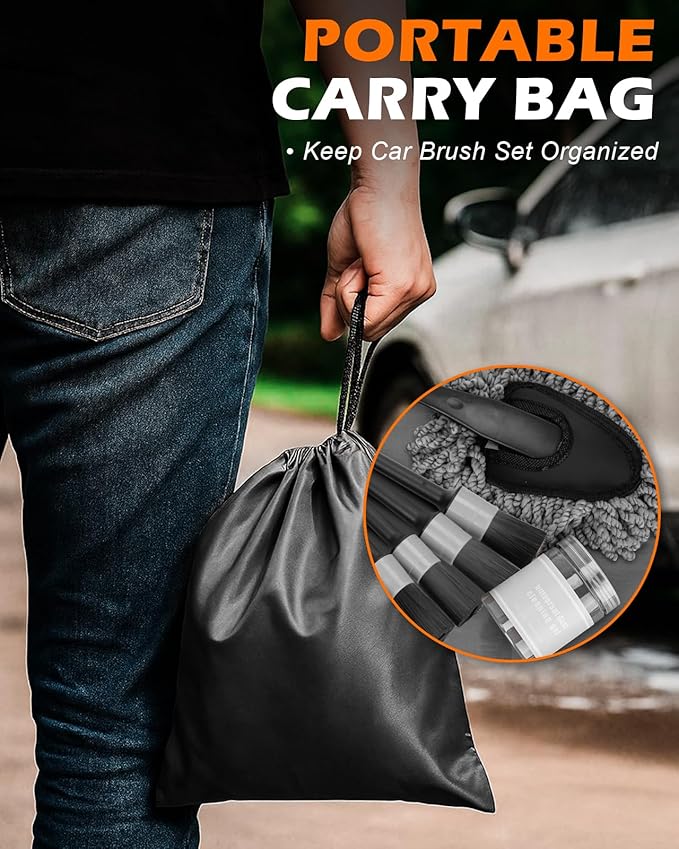 Windshield Cleaner Tool, 18Pcs Car Interior Detailing Brush Set, Inside Windshield Cleaning Kit with 2 Microfiber Pads, Duster Brush, Cleaning Gel, Car Detailing Supplies for Women & Men