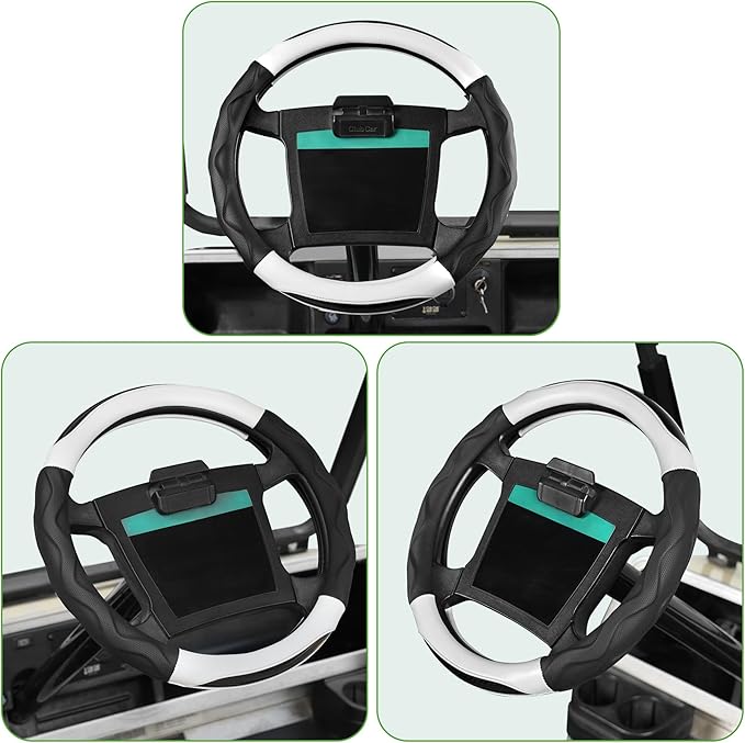 10L0L 14 Inch Golf Cart Steering Wheel Covers for Yamaha, Club Car DS&Precedent, Upgraded Microfiber Anti-Slip Steering Wheel Cover with Pu Leather