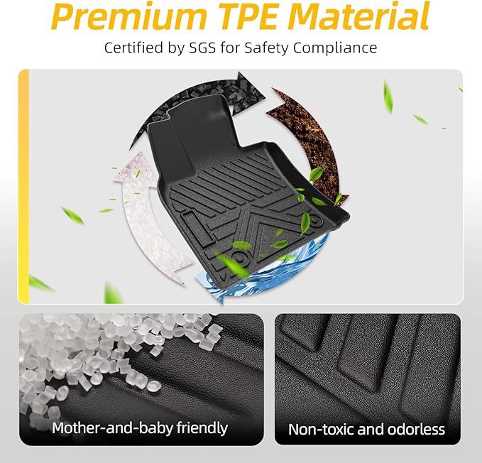 PWY 2025 Toyota Camry Floor Mats (Include Hybrid LE/SE/XLE/XSE), Custom Car Mats, Automotive Liners All Weather, Heavy Duty TPE Floor Liners, 3PCS Car Liners for 1st & 2nd Row, 2026 Car Accessories