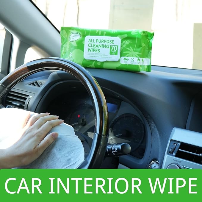 Air Jungles Car Interior Cleaning Wipes Set 210 Count, XL 8" x 10" Wipe for Car Leather Seat, Windshield Window Mirror Cleaning, Steering Wheel & Vinyl Cleaning, Multi-Purpose Wipes