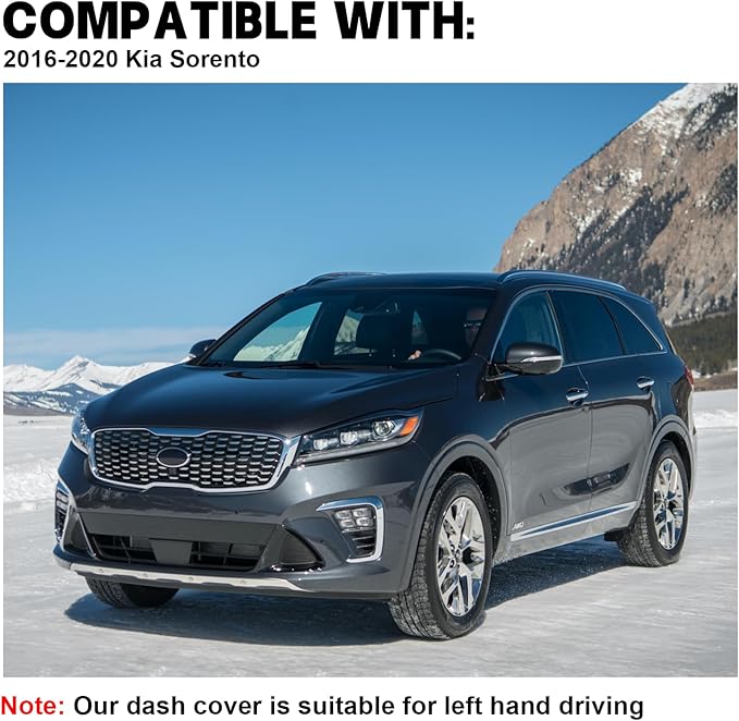 SPEEDWOW Dashboard Dash Board Cover Mat Carpet Compatible with Sorento 2016-2020 Dashboard Mat Covers Internal Accessories Black