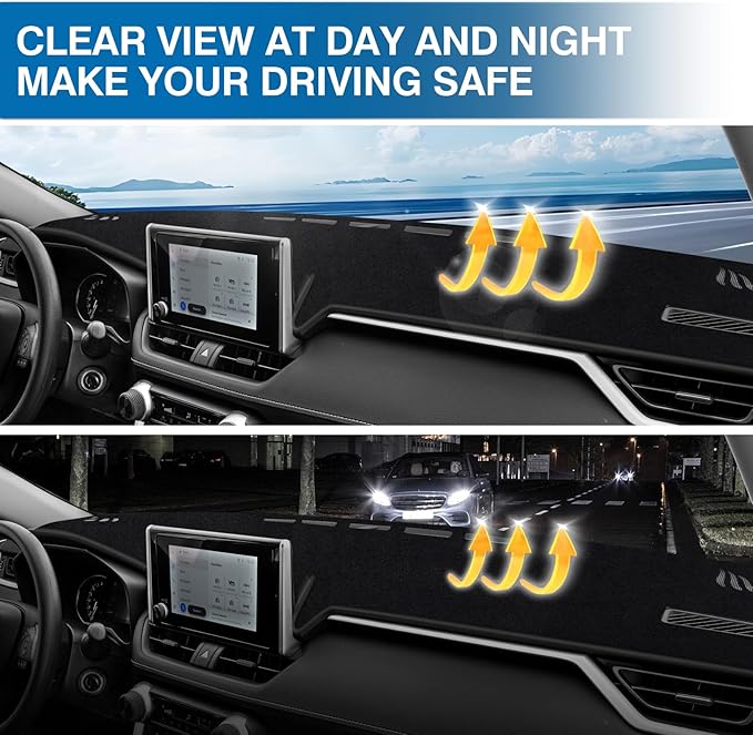 KUST Car Dash Cover Compatible with 2019-2025 Toyota RAV4 Left Hand Drving Dash Carpet Polyester Non-Slip Dash Protector Interior Accessories for RAV4 Custom Fit Dash Mat No Glare Black