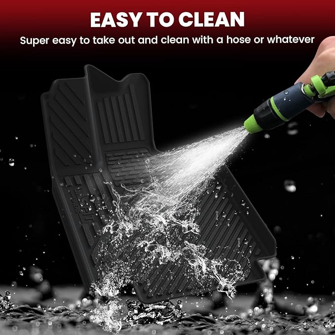 LASFIT Premium Extra Thick Floor Mats & Bed Mat for Tesla Cybertruck 2025/2024/2023 Custom Fit TPE All Weather 1st & 2nd Row Car Accessories Full Set Front Rear Cargo Trunk Liners, 6PCS Black