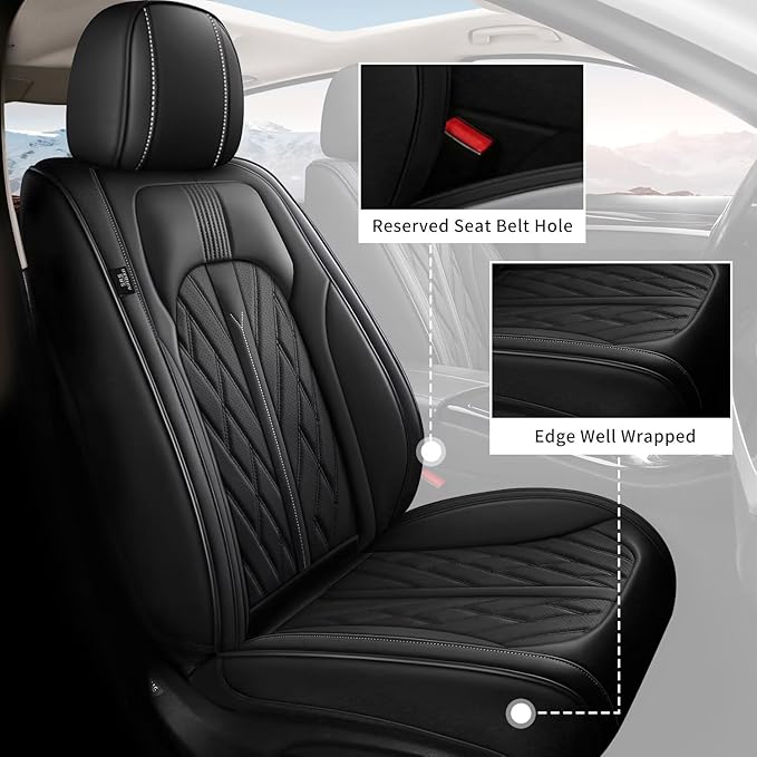 TTX LIGHTING Seat Covers Fit for Jeep Compass 2012-2026 Front Seat Covers Faux Leather Car Seat Covers Breathable Waterproof Car Seat Protector (2 Seats, Black)