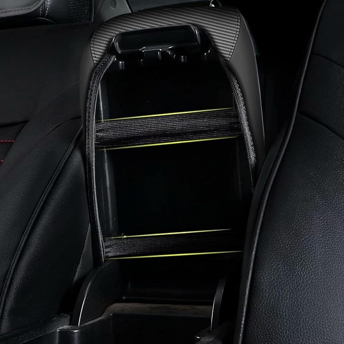 AOMSAZTO Console Covers for 2008-2014 Toyota Highlander Armrest Covers for Toyota Highlander Black with Carbon Fiber