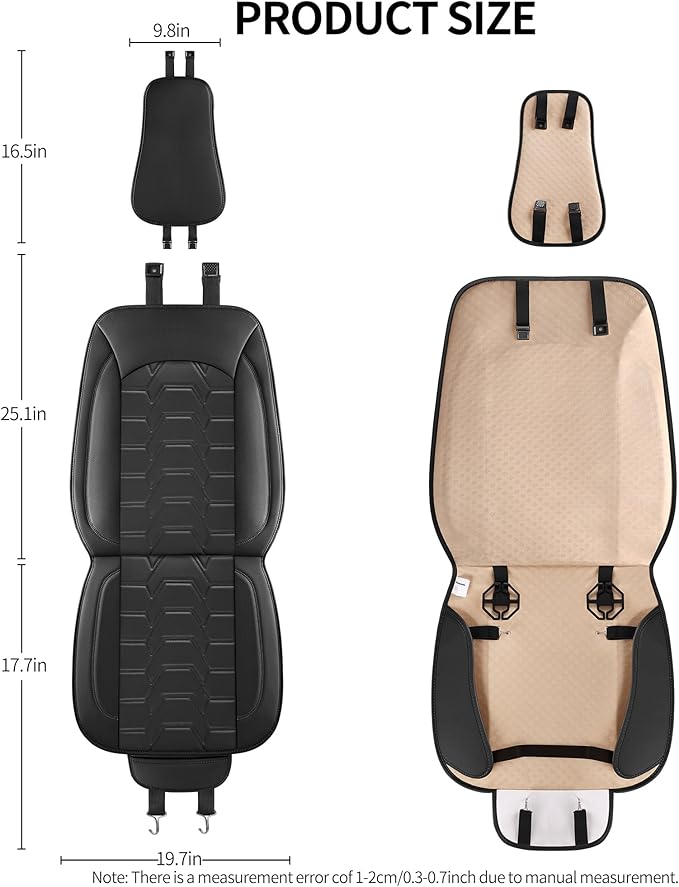 Leather car Seat Covers Breathable Car Seat Protector Front seat Covers Universal Fit for 95% Car Truck SUV Van Vehicles （Black，2PCS）