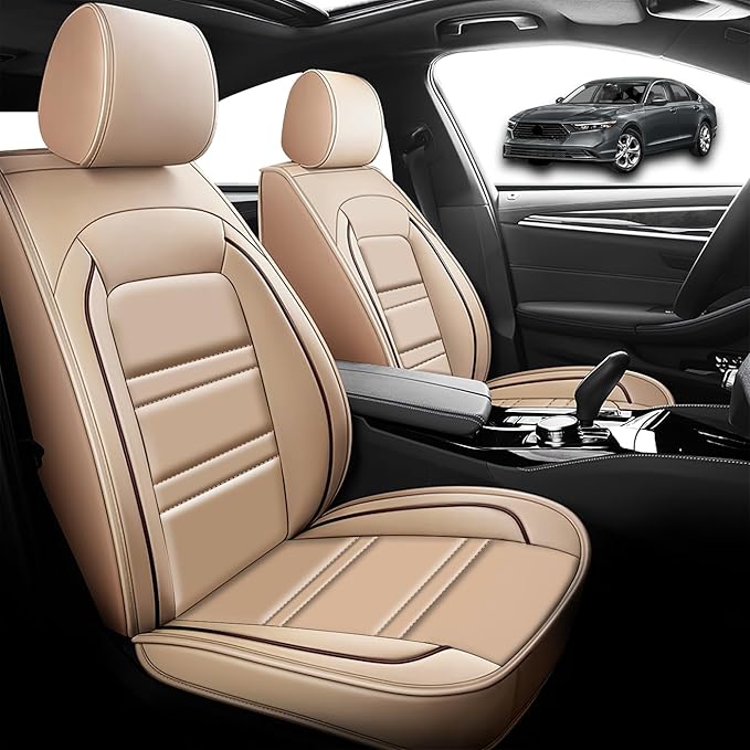 Seat Cover for Honda Accord 2003-2025 | Car Seat Covers Front Seats, Waterproof Seat Protectors, Automotive Front Seat Covers (Front Seat, Beige)