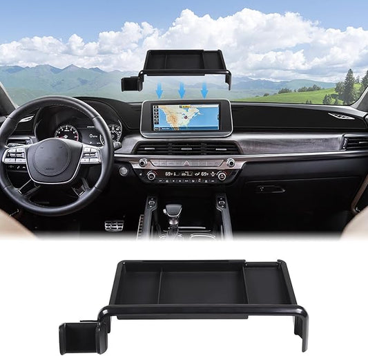 Aunginsy Center Console Dash Storage Tray with Phone Holder Compatible with Kia Telluride 2020-2022 Dashboard Storage Box Organizer Mobile Phone Mount Bracket Dash Storage Tray Interior Accessories