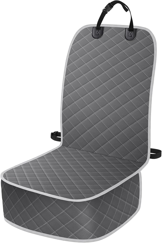 Dog Car Seat Covers, Waterproof Front Seat Cover for Dogs, Scratch-Proof, Nonslip Pet Passenger Seat Cover Protector, Universal Fit for Cars Trucks SUVs, Standard Size, Grey
