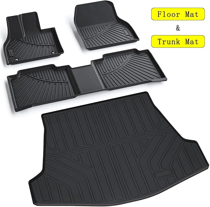 Floor Mats & Trunk Mat for 2023 2024 2025 Toyota BZ4X 2 Rows Full Set with Cargo Liner TPE All Weather Protection Car Floor Liners Accessory Custom Fit for 2023 2024 Toyota BZ4X-Black