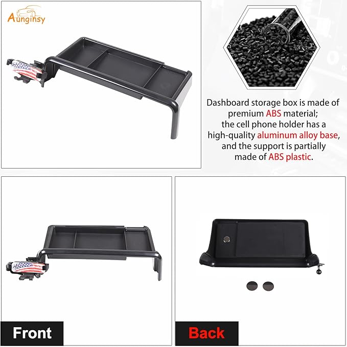 Aunginsy Center Console Dash Storage Tray with Phone Holder Compatible with Kia Telluride 2020-2022 Dashboard Storage Box Organizer Mobile Phone Mount Bracket Dash Storage Tray Interior Accessories