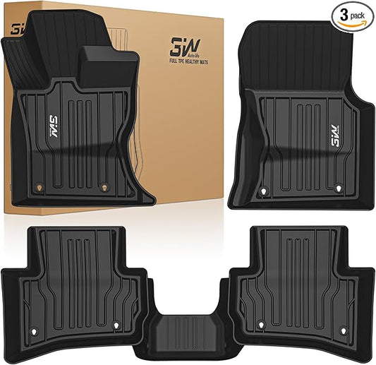 3W Floor Mats Fit for Jaguar F-pace & Land Rover Range Rover Velar 2017-2024 2025 2026, TPE All Weather Custom Fit Accessories for Jaguar F pace Floor Liner 1st and 2nd Row Full Set Car Mats, Black