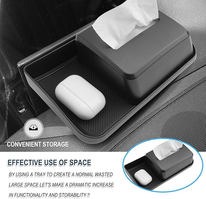 Ruiya Audi Q5 Console Organizer for Audi Q5 2021-2025 Accessories ABS Material Dash Storage Tray with ETC Magnetic Tissue Box Compatible with 2021 2022 2023 2024 2025 Audi Q5(2Packs)