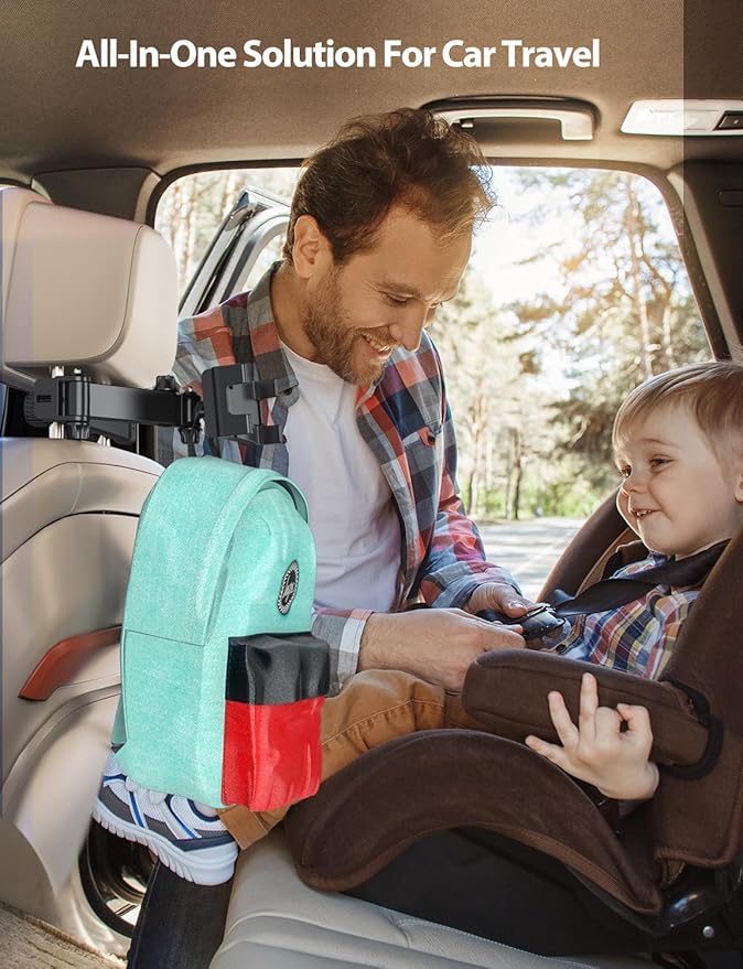 PLDHPRO Tablet Holder for Car Headrest Mount iPad Backseat Foldable Back Seat Stand Compatible 5.1-15.6'' Phones Tablets, Road Travel Essentials for Kids Accessories