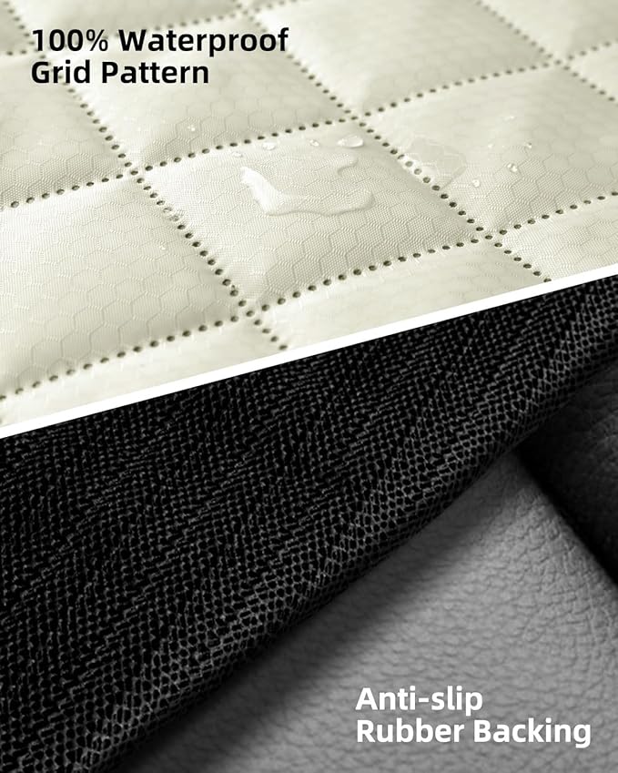 PETICON Waterproof Scratchproof Pet Bench Seat Covers for Cars, Trucks, SUVs, Nonslip Durable Back Seat Cover for Dogs, Washable Backseat Protection, Beige