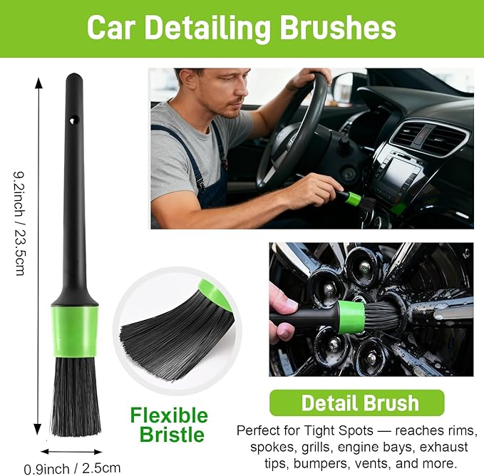 7PCS Car Wheel Brush Kit – XINDELL Rim & Tire Cleaning Brush Set, Scratch-Free Wheel Cleaning Kit for Cars, Rims & Tires – Auto Detailing Brush Set with Soft/Hard Bristles