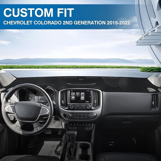 KUST Car Dash Cover for Chevy Chevrolet Colorado 2015-2021 2022 Left Hand Driving Polyester Dashboard Cover Non-slip Center Console Dash Cover Interior Accessories for Colorado Sunshade No Glare Black