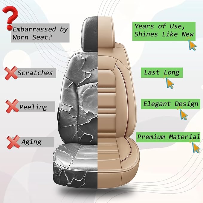 Seat Cover for Cadillac xt5 2017-2025 | Car Seat Covers Front Seats, Waterproof Seat Protectors, Automotive Front Seat Covers (Front Seat, Beige)