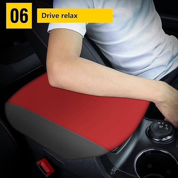 AOMSAZTO Console Covers for 2011-2019 Ford Explorer Black with Red Leather