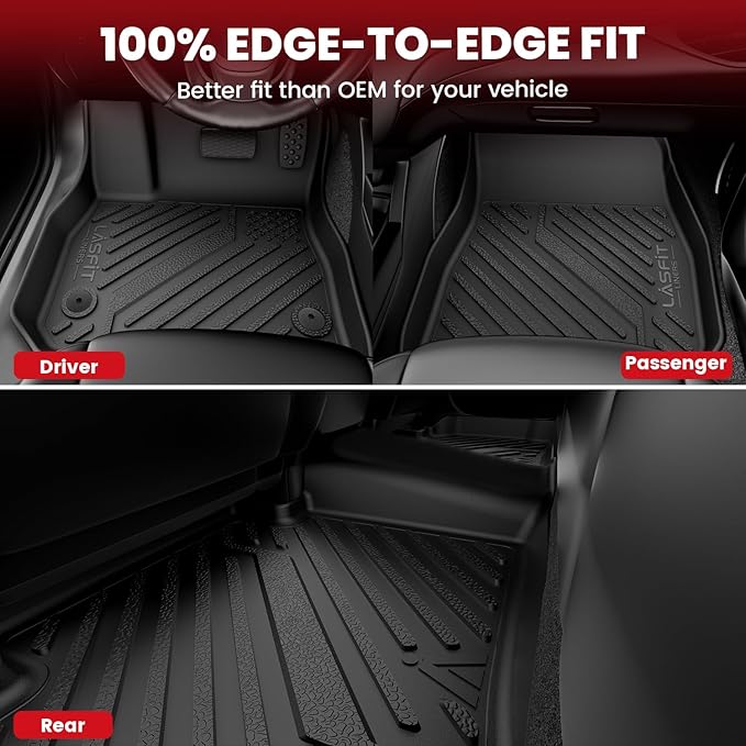 LASFIT Floor Mats&Trunk Mat Fit for BMW i4 2022 2023 2024 2025 M50/eDrive40/eDrive35/xDrive40, All Weather TPE Custom Fit 1st&2nd Row Full Set Car Mats & Cargo Liner, Black