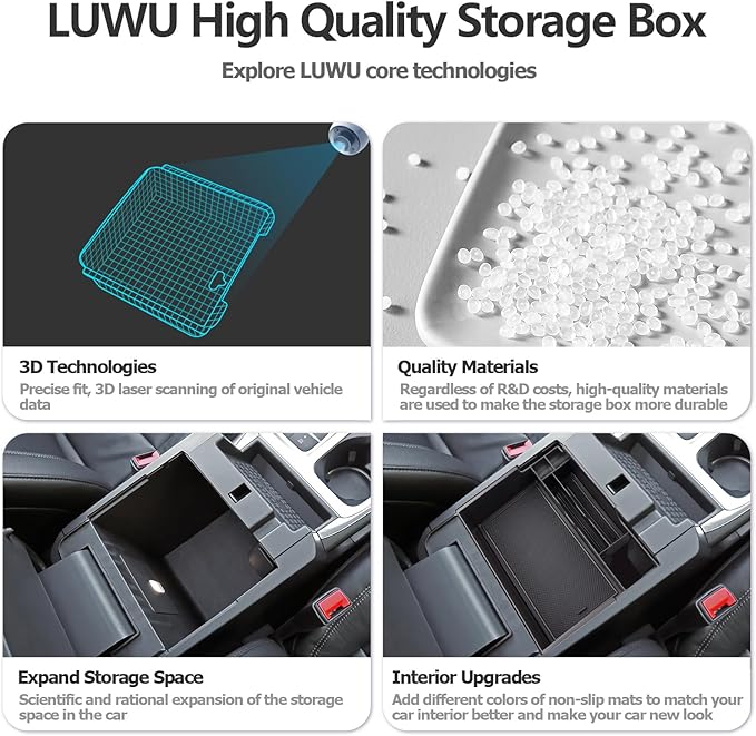 LUWU for Ford Explorer Accessories Center Console Organizer 2020-2024 Ford Explorer XLT/Limited/Active/ST-Line/ST/Platinum Armrest Organizer Insert Tray Ford Explorer Armrest Console Organizer (Black)