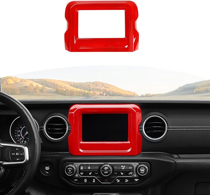 RT-TCZ for Jeep JL Center Console Radio Display Panel Trim Cover for Jeep Wrangler JL JLU Gladiator JT 2018-2023 Red Interior Accessories 7 inch