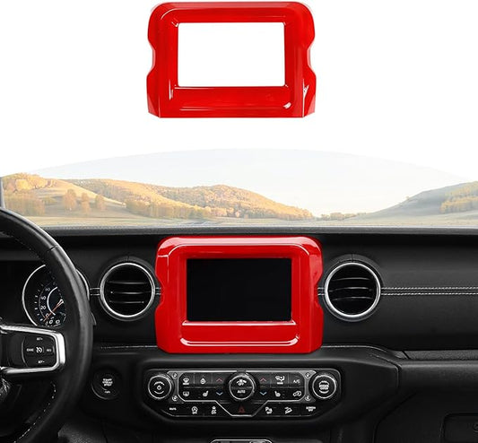 RT-TCZ for Jeep JL Center Console Radio Display Panel Trim Cover for Jeep Wrangler JL JLU Gladiator JT 2018-2023 Red Interior Accessories 7 inch
