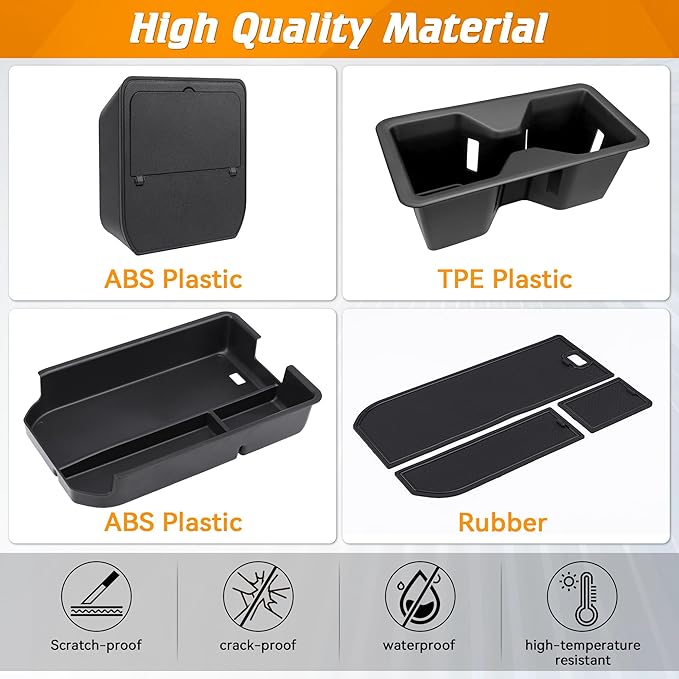 Center Console Organizer Tray Sets Fit for Toyota Land Cruiser Prado 250 LC250 2024 2025 2026 Interior Accessories 3PCS Center Console Trays+ Armrest Hidden Storage Box+TPE Cup Holder Insert