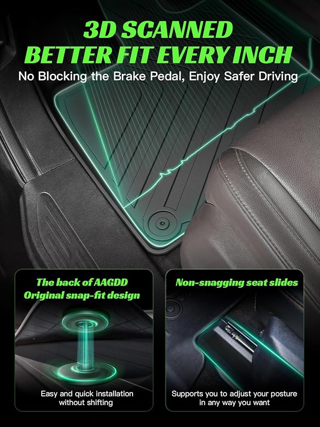 TPE Floor Mats & Trunk Mat for Honda Odyssey 2018-2026 Mini Passenger Van, All Weather Car Floor Liners-1st & 2nd & 3rd Row & Cargo Mat Full Set,Durable, Odorless, Easy to Clean (5-Piece Set, Black)