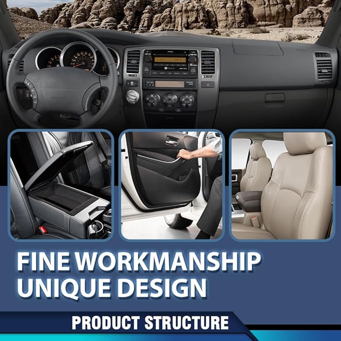 PIT66 Dash Bezel Cover Compatible with Toyota 4Runner 2003-2009 Black Plastic Dashboard Instrument Panel