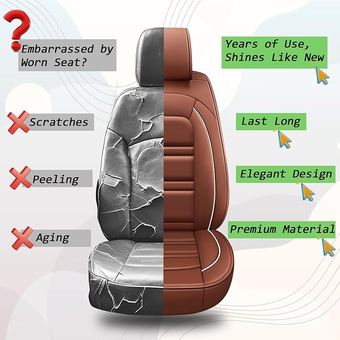 Seat Cover for Dodge Dakota 2000-2011 | Car Seat Covers Front Seats, Waterproof Seat Protectors, Automotive Front Seat Covers (Front Seat, Coffee)