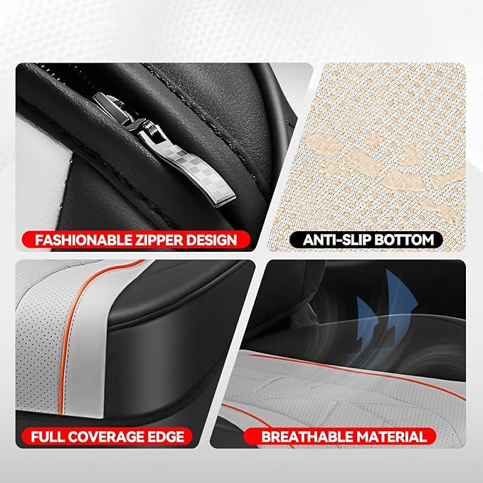 Auto Dynasty Car Seat Covers Front Set, Anti-Slip Automotive Interior Covers with Storage Pocket, Breathable Car Seat Protectors, Airbag Compatible, Universal Fit Most Vehicles, Gray (Touring Series)