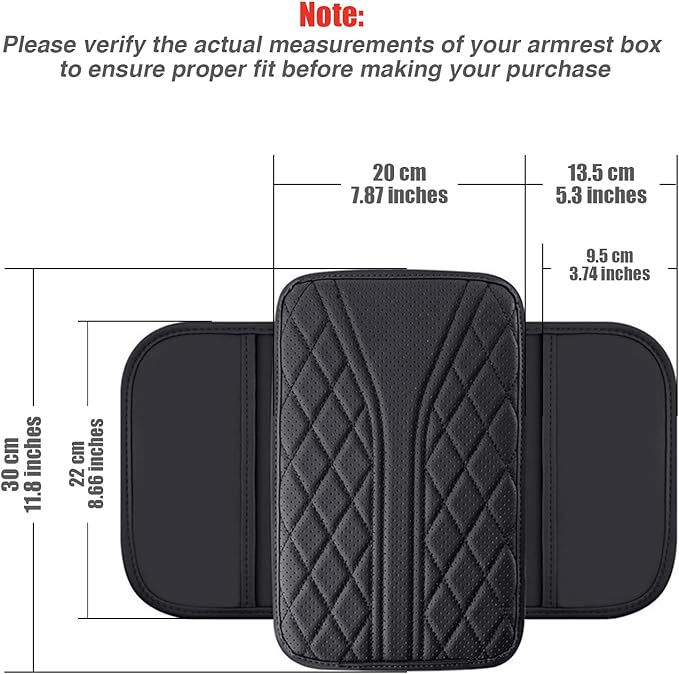 ESKONKE [Upgraded] Car Center Console Cover with 2 Storage Bags - Premium Nappa Leather Armrest Cover, Scratch & Wear Resistant, Waterproof Car Interior Accessories (Upgrade - Black)