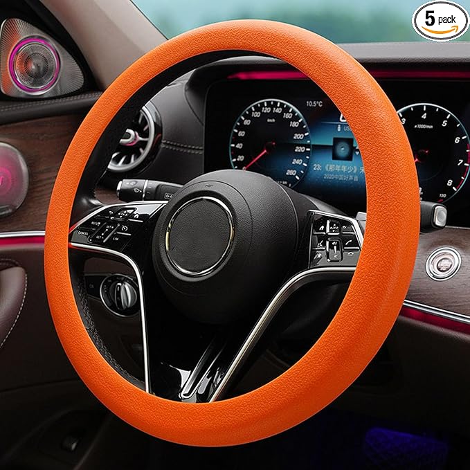 Stretchy Silicone Car Steering Wheel Cover - Universal Fit for Most Cars,Anti Slip Odorless Stretchy Steering Wheel Cover, Fit 14''/15''/16'' Steering Wheel Grip