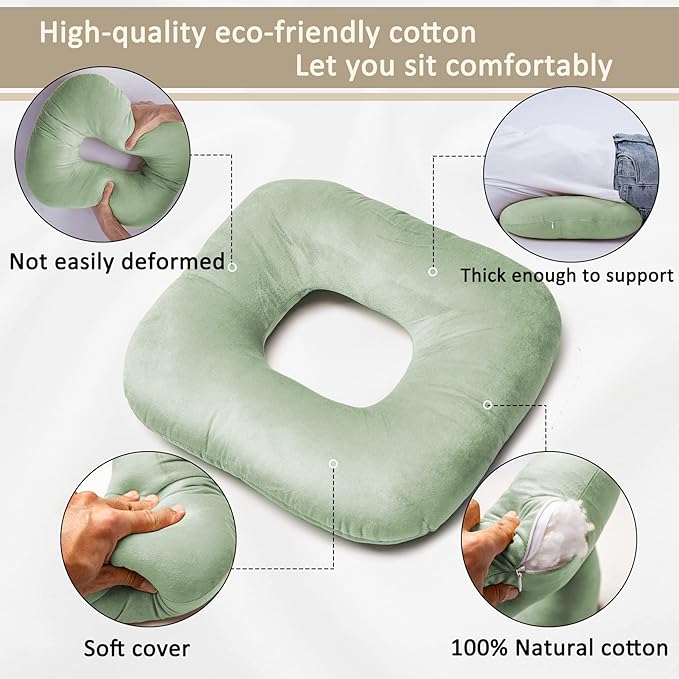Donut Pillow for Tailbone Pain Relief, Wheelchair Cushion for Hemorrhoids and Bed Sores, Pregnancy, Donut Pillow Suitable for Office, Long Travel, Car and Home Sofa