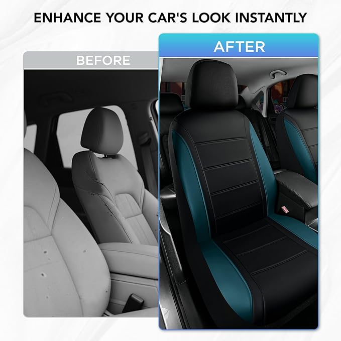 Road Comforts Leather Seat Covers, Breathable Car Seat Covers Front Seat for Men,Airbag Compatible, Automotive Seat Covers Set Universal Fit Most Cars,Vans,Truck,SUV