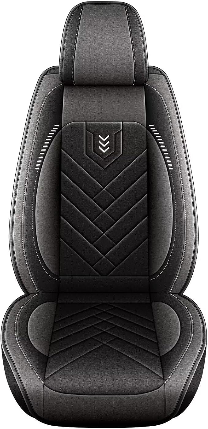 AOMSAZTO Seat Covers Fit for Dodge Charger Car Waterproof Seat Protectors 2006-2025 Full Set Fit for : 2 Seat Automotive Faux Leather Seat Covers(Black+Grey)