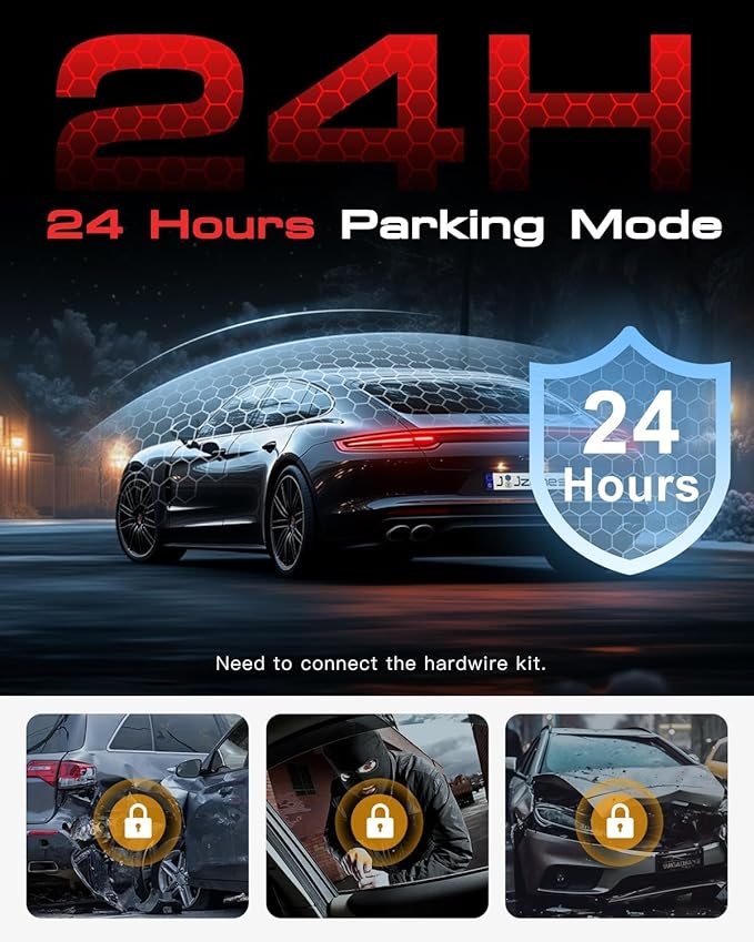 Dash Cam Front and Rear, 4K+1080P+1080P 3 Channel Dash Camera for Cars, STARVIS 2 Sensor Dash Camera with HDR Night Vision, 24H Parking Mode Car Camera with GPS, Free 64GB Card