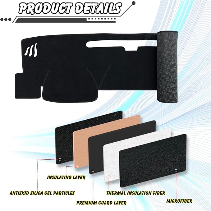 Non-Slip Dash Cover Dashboard Cover Mat Custom Fit Center Console Cover Sunshield Protector Pad Compatible with for Toyota Camry 2025 Accessories Pad (Without HUD) (Black Trim)