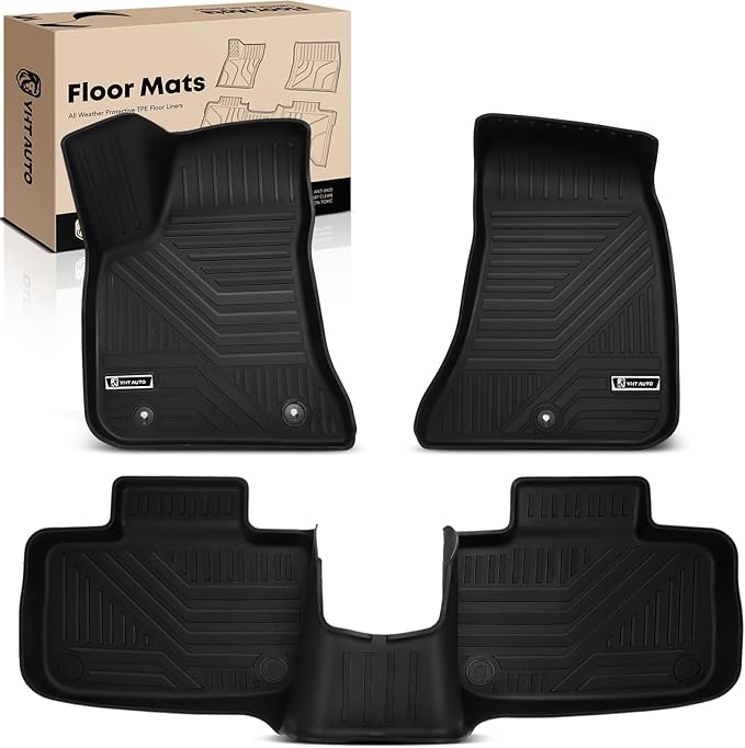YHTAUTO Floor Mats Compatible with 2011-2023 Chrysler 300 AWD, 2011-2022 Dodge Charger, All Weather Custom Fit TPE Floor Liners Front & 2nd Row, Black, Set of 4